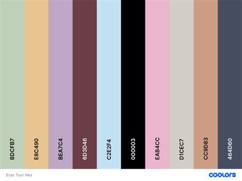 Taylor Swift Eras Tour Color Palette