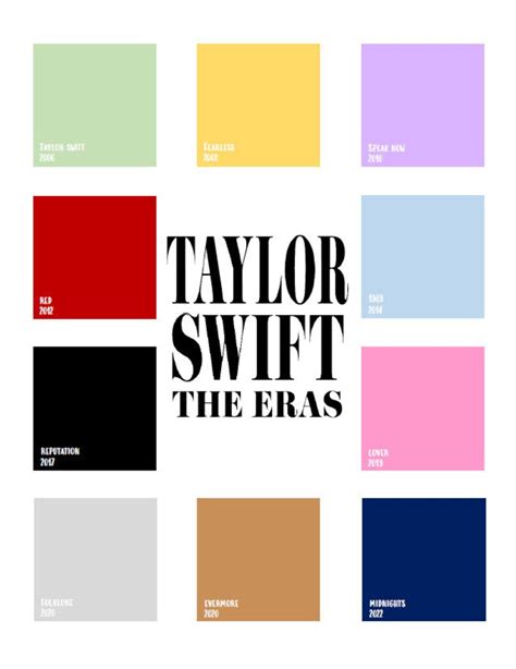 Taylor Swift Eras Tour Color Palette