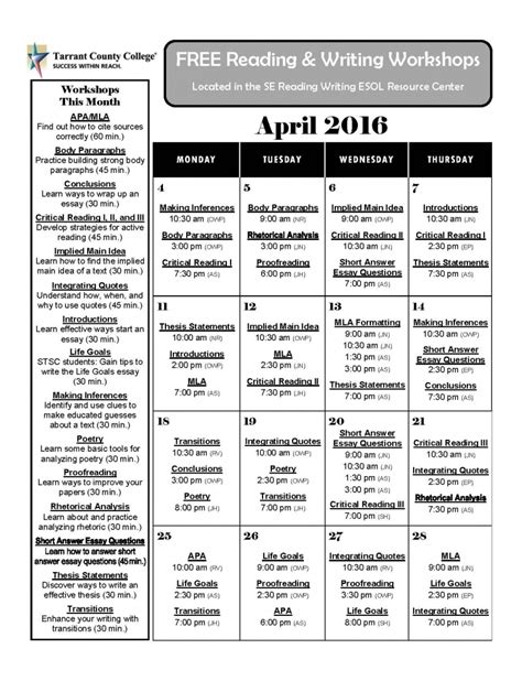 TCCD Calendar Overview