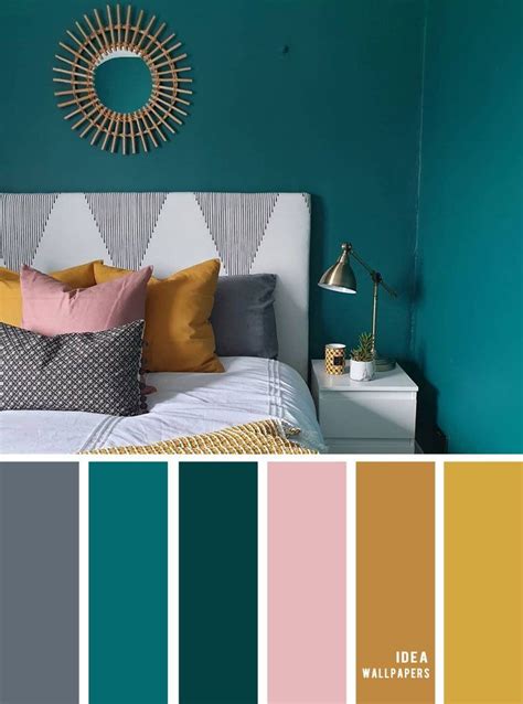 Teal Copper Gold Paint Palette Ideas for Bedroom