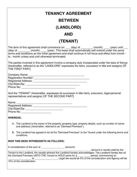 Tenancy Agreement Template PDF