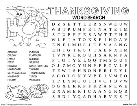 Thanksgiving Word Search 10