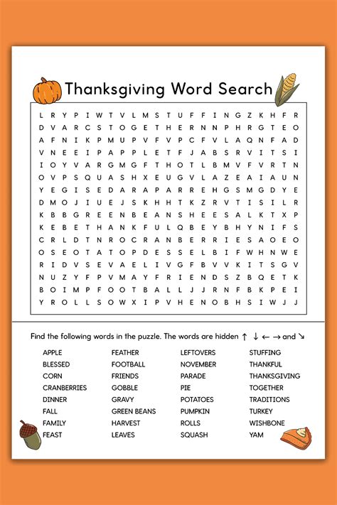 Thanksgiving Word Search 3