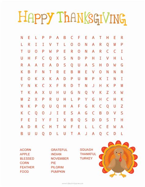 Thanksgiving Word Search 4