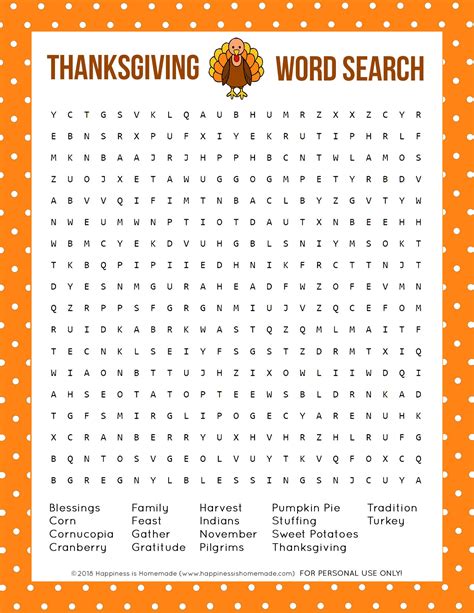 Thanksgiving Word Search 5