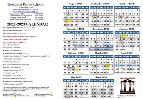 Thompson Schools Calendar Image