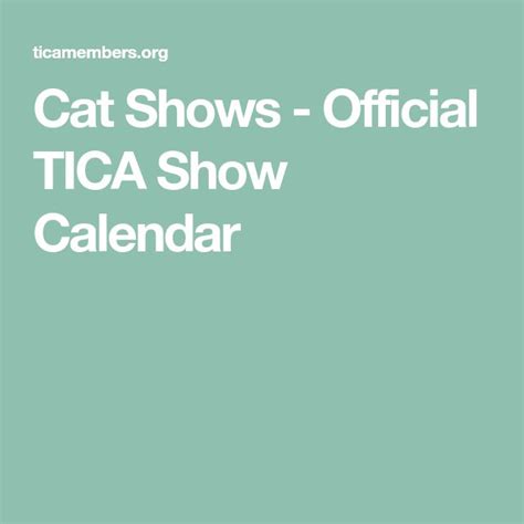 Tica Show Calendar