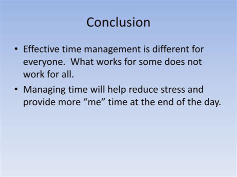 Time management conclusion