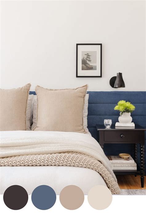 A timeless color palette for a bedroom with a combination of soothing colors and textures