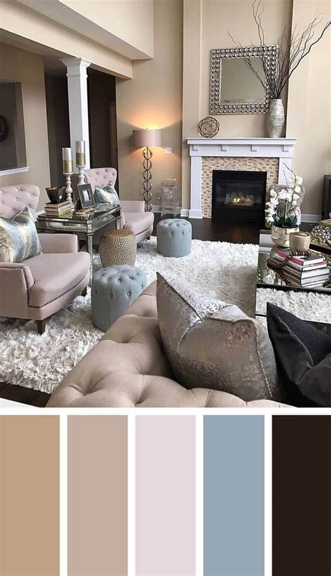 A timeless color palette for a living room with a combination of neutral and accent colors