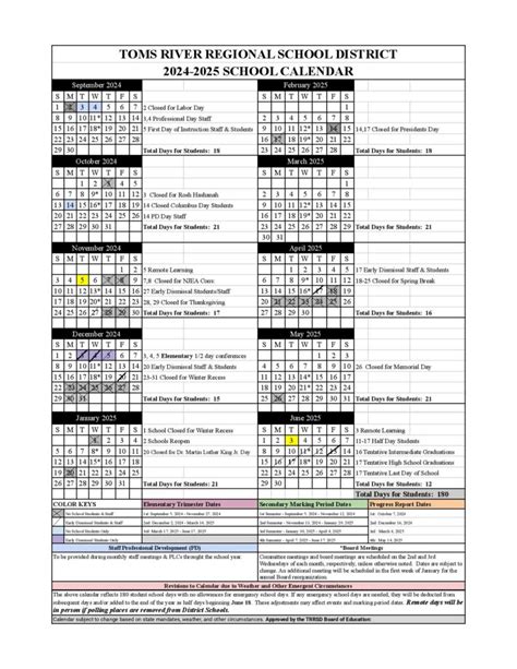 Toms River Schools Calendar Holidays