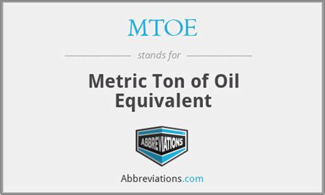 Ton of Oil Equivalent Unit of Energy