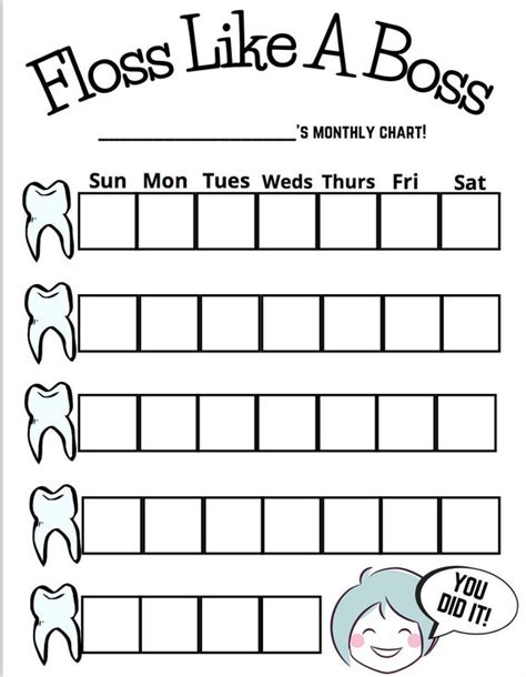 Tooth Flossing Chart Printable