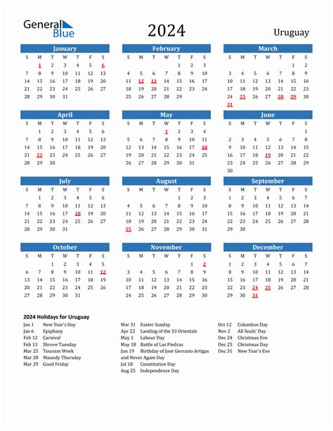 Uruguay Calendar Tips