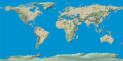 Topographic world map