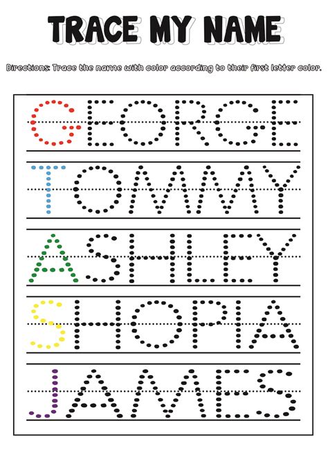 Trace Name Printable Template Example