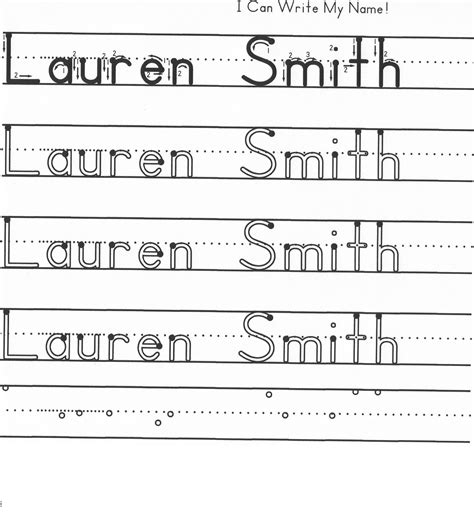 Trace Name Printable Templates for Elementary School Students