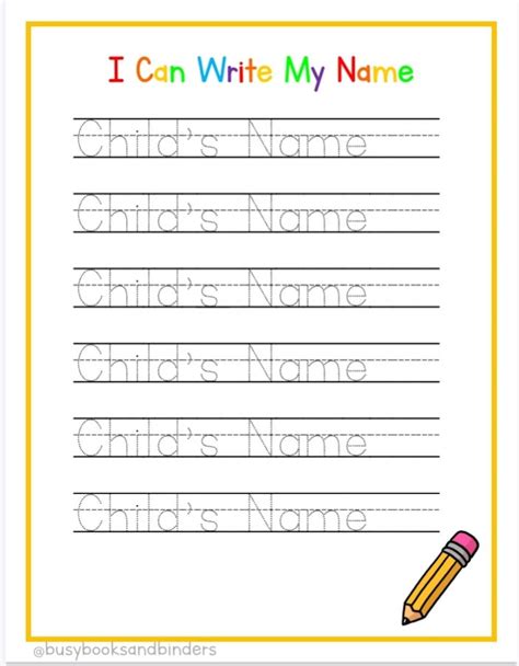 Trace Name Template for Elementary School Students