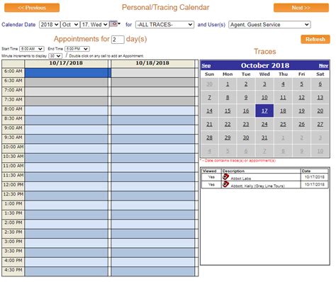 Tracing Calendars for Personal Use