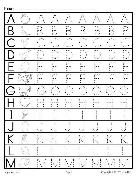 Tracing letters printables for first-graders