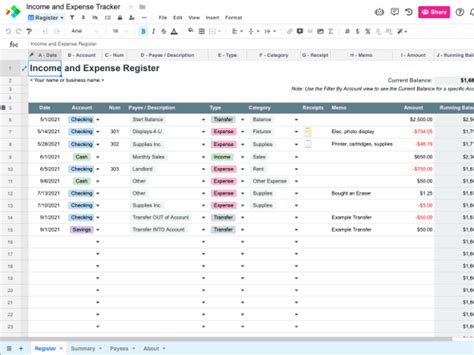 Tracking Income and Expenses