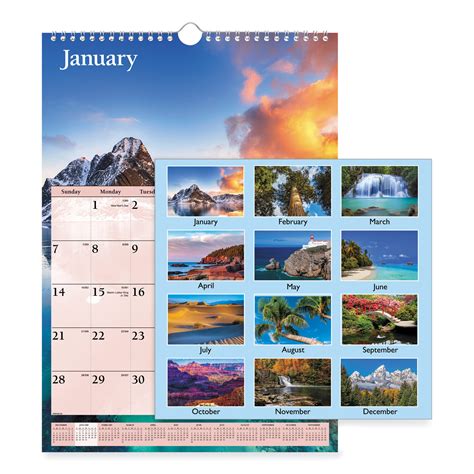 Travel Adventure Compact Fridge Wall Monthly Scenic Calendar