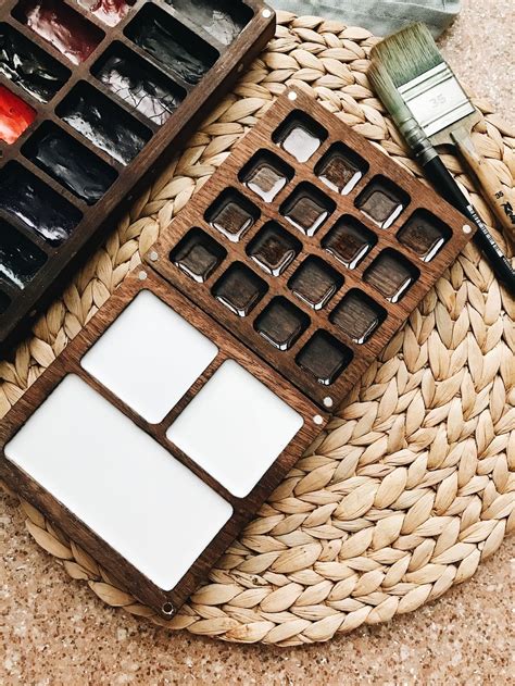 Travel wooden watercolor palette