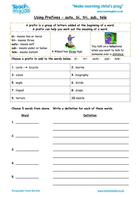 Tri prefix worksheets