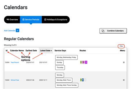 Trilium calendar interface