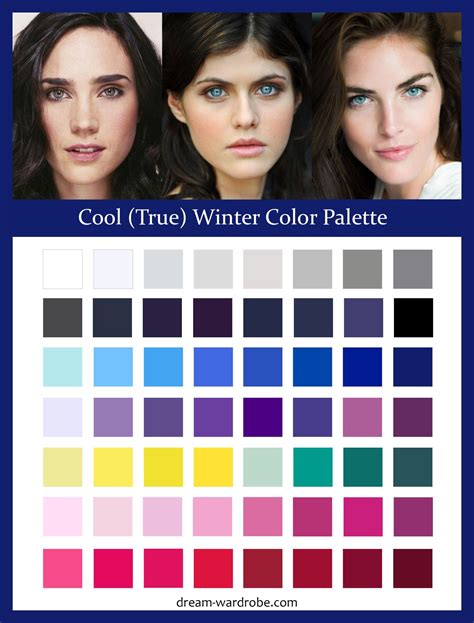 True Winter color palette for hair and makeup