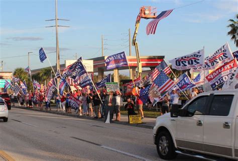 Trump supporters with flags