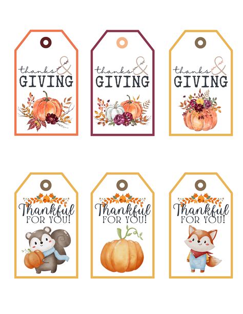 Turkey Printables for Gift Tags