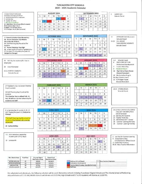 Tuscaloosa City Schools Calendar Image 1