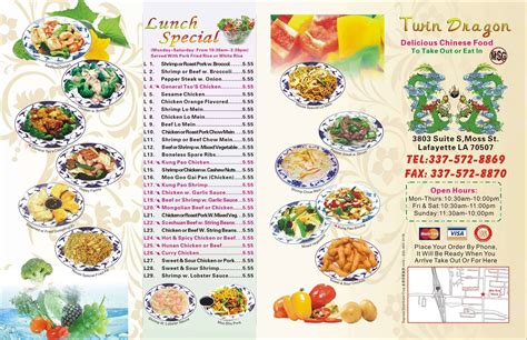 Twin Dragon Chinese Restaurant menu highlights