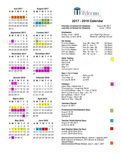 Tyler ISD Calendar Digital