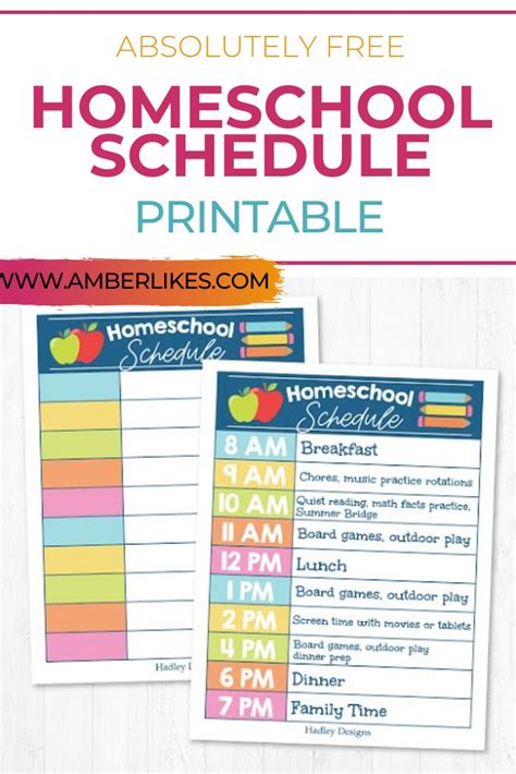 Types of daily schedule printables