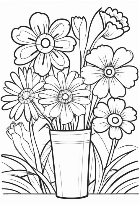 Types of flowers coloring pages