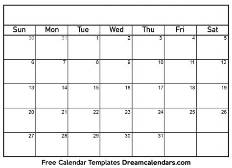 Types of free calendar prints