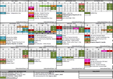 Types of MCHS School Calendar Events