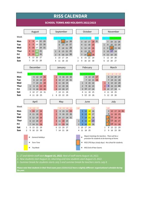 UCR Calendar Layout