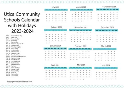 UCS District Calendar Structure