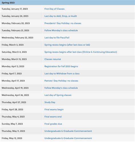 Umass Dartmouth Academic Calendar Image 1