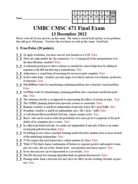 UMBC Final Exams