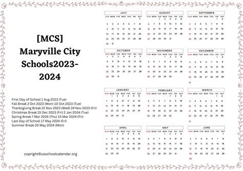 Understanding the Maryville Schools Calendar