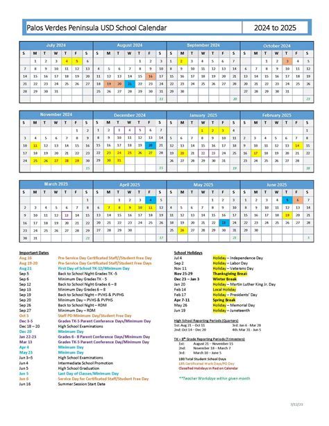 Understanding the PVPUSD Calendar