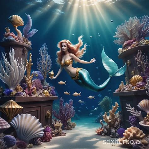 Underwater Mermaid Scene Coloring Page