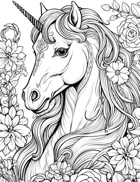 Unicorn coloring pages for adults to print and color