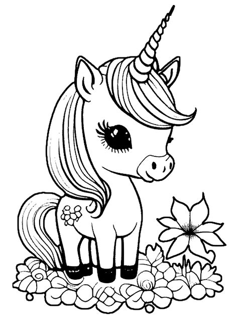 Unicorn Coloring Pages with Flowers