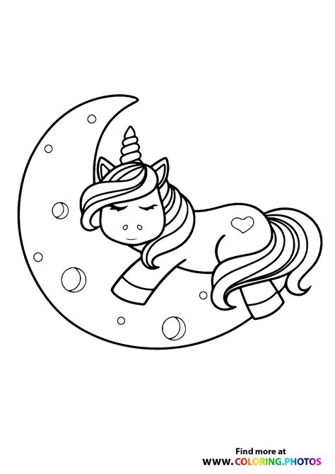 Unicorn Coloring Pages with Moon