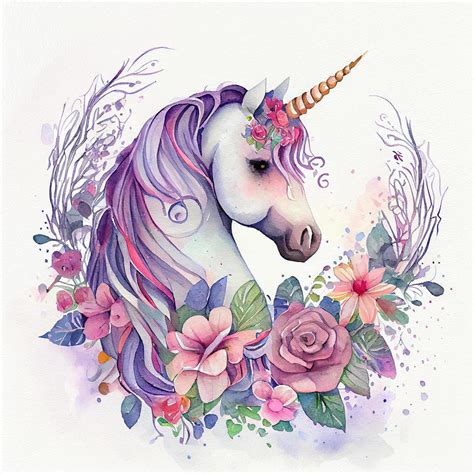 Unicorn with flowers